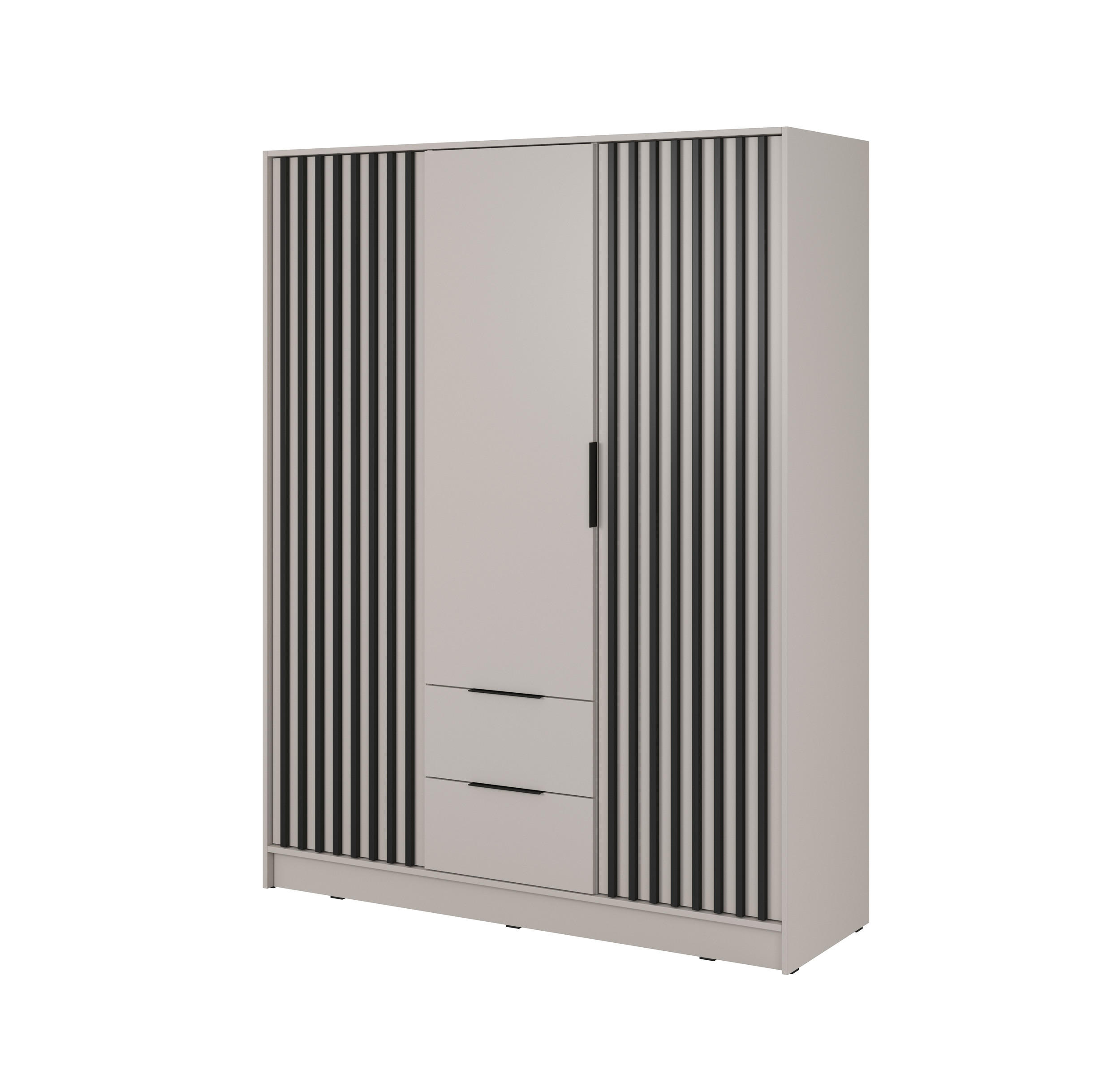 DREHTÜRENSCHRANK - John 3D ohne Spiegiel - Kaschmir - Kaschmir, Holzwerkstoff/Metall (155/200/51cm) - Möblo