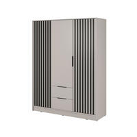 DREHTÜRENSCHRANK - John 3D ohne Spiegiel - Kaschmir - Kaschmir, Holzwerkstoff/Metall (155/200/51cm) - Möblo