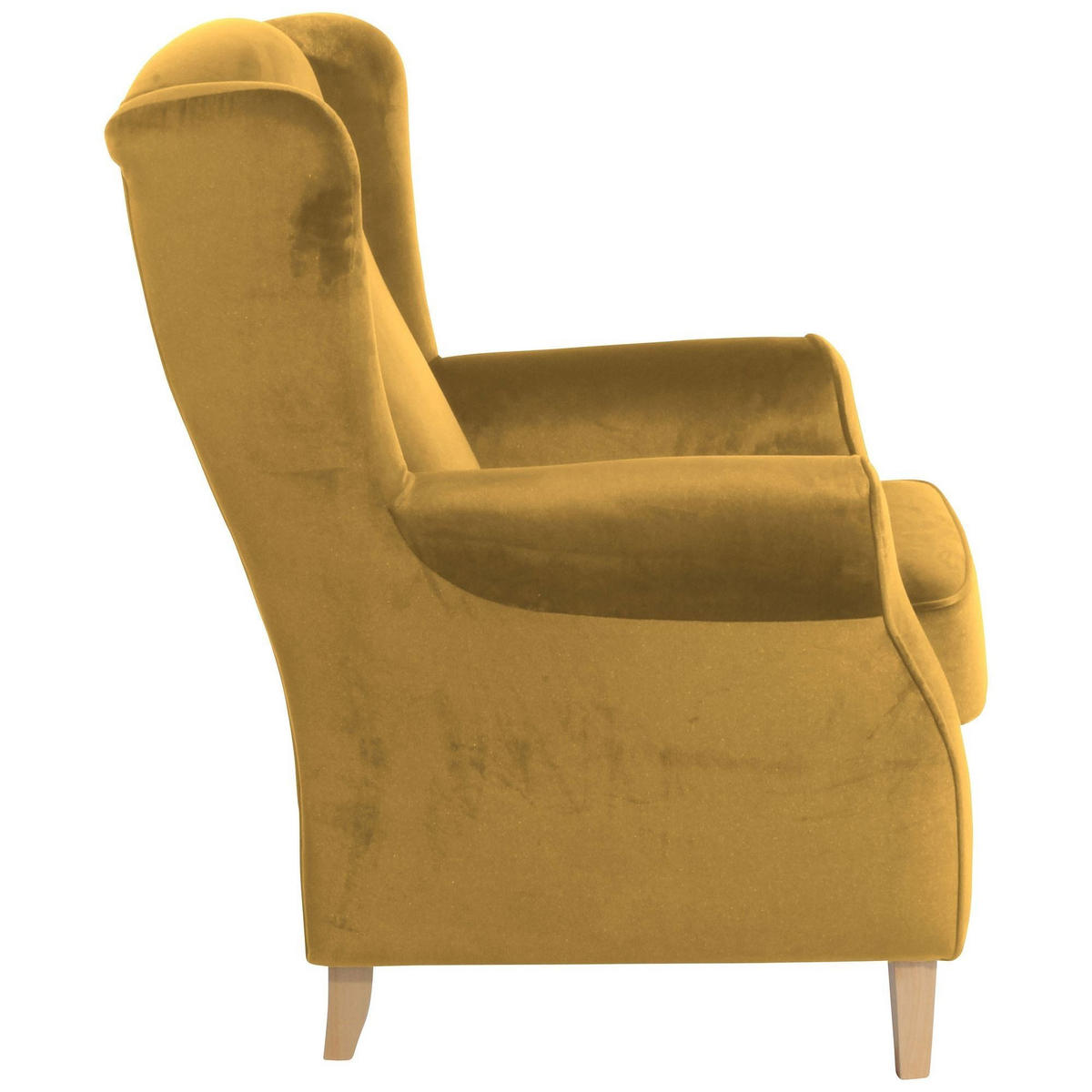 OHRENSESSEL Karlen Bezug Samtvelours Buche natur / mais - Messingfarben/Buchefarben, Kunststoff (86/103/77cm) - 58aufmkessel
