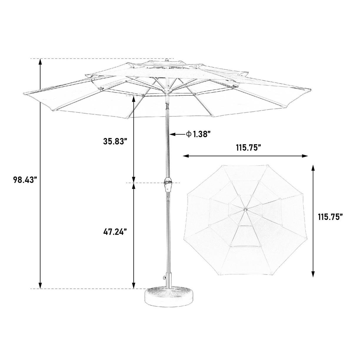 SONNENSCHIRM rund 305 cm in Orange mit Kurbel und Neigefunktion - Orange, Metall (294/294cm) - BEAOK