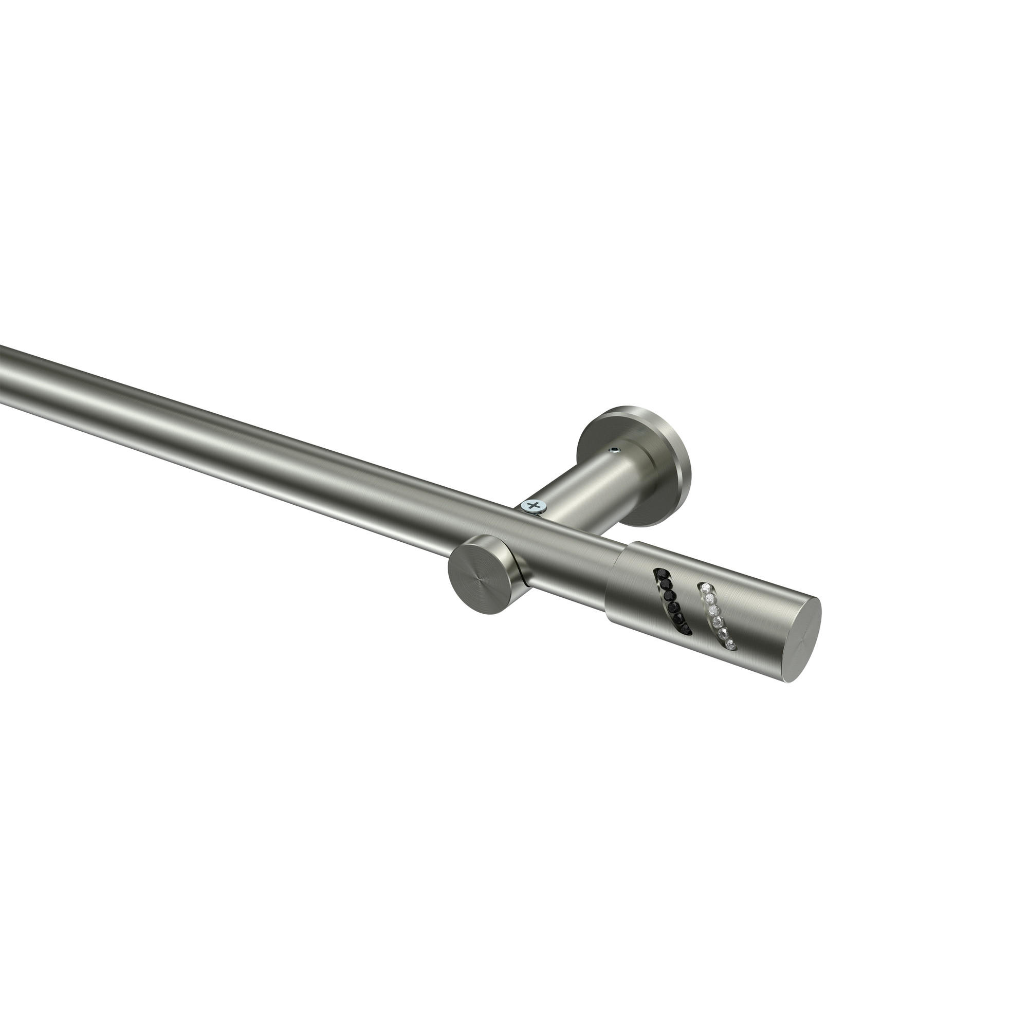 GARDINENSTANGEN-SET Platon Zoena 420 cm (geteilt in 3 x 140 cm), 1-läufig (ohne Ringe), 20 mm Ø Edelstahl-Optik - Edelstahlfarben, Metall (420cm) - INTERDECO