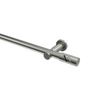 GARDINENSTANGEN-SET Platon Zoena 600 cm (geteilt in 3 x 200 cm), 1-läufig (ohne Ringe), 20 mm Ø Edelstahl-Optik - Edelstahlfarben, Metall (600cm) - INTERDECO