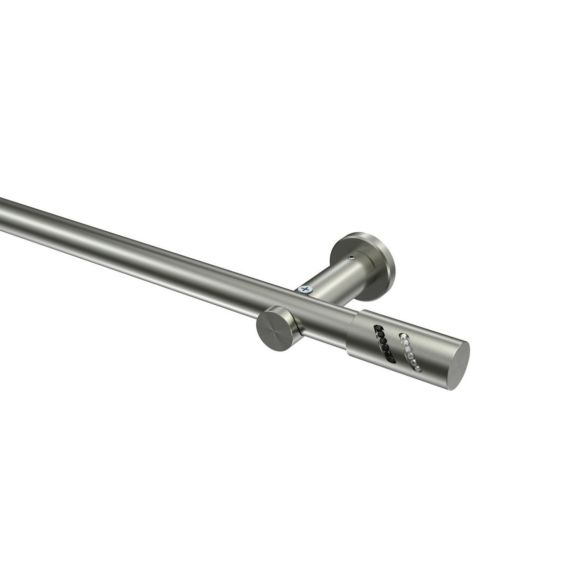 GARDINENSTANGEN-SET Platon Zoena 600 cm (geteilt in 3 x 200 cm), 1-läufig (ohne Ringe), 20 mm Ø Edelstahl-Optik - Edelstahlfarben, Metall (600cm) - INTERDECO