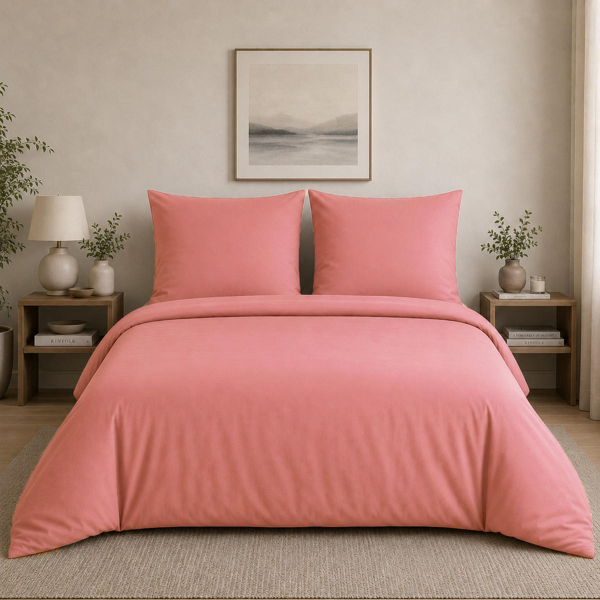 BETTWÄSCHE 3-teilig 200/200 cm UNI HELLROSA - Hellrosa, Textil (200/200cm) - ROLFNERS