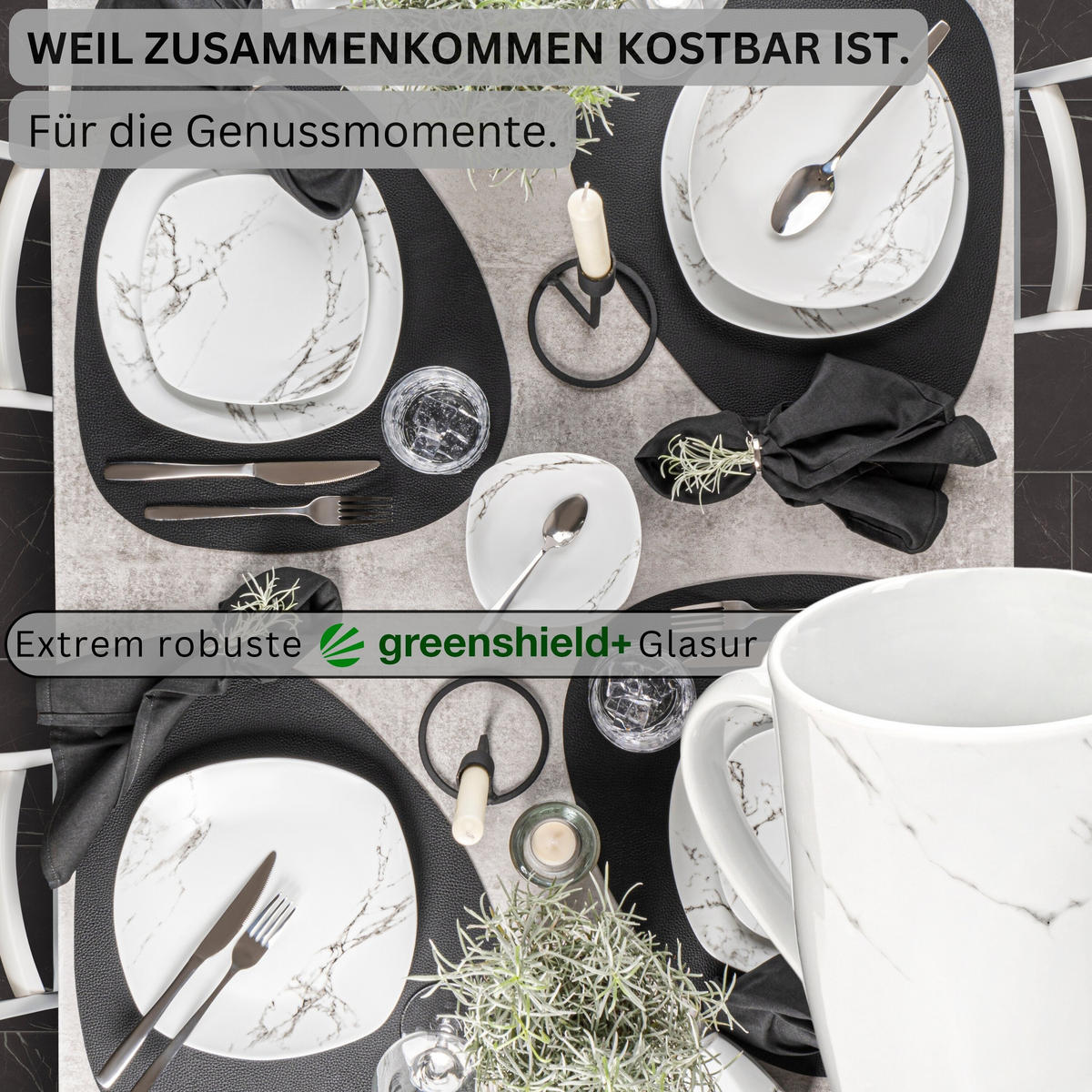 KAFFEEBECHER BILGOLA MARMOR DESIGN - 6 teilig aus Porzellan - Weiß, Keramik (0.35L) - Sänger
