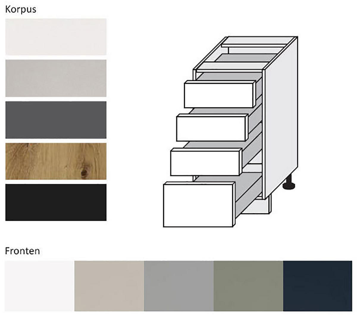 KÜCHENSCHUBLADENUNTERSCHRANK Salo D4A/40 Kaschmir Matt / Weiß 40 / 50 / 82cm - Kaschmir/Weiß, Holz/Holzwerkstoff (40/82/50cm) - Feldmann-Wohnen