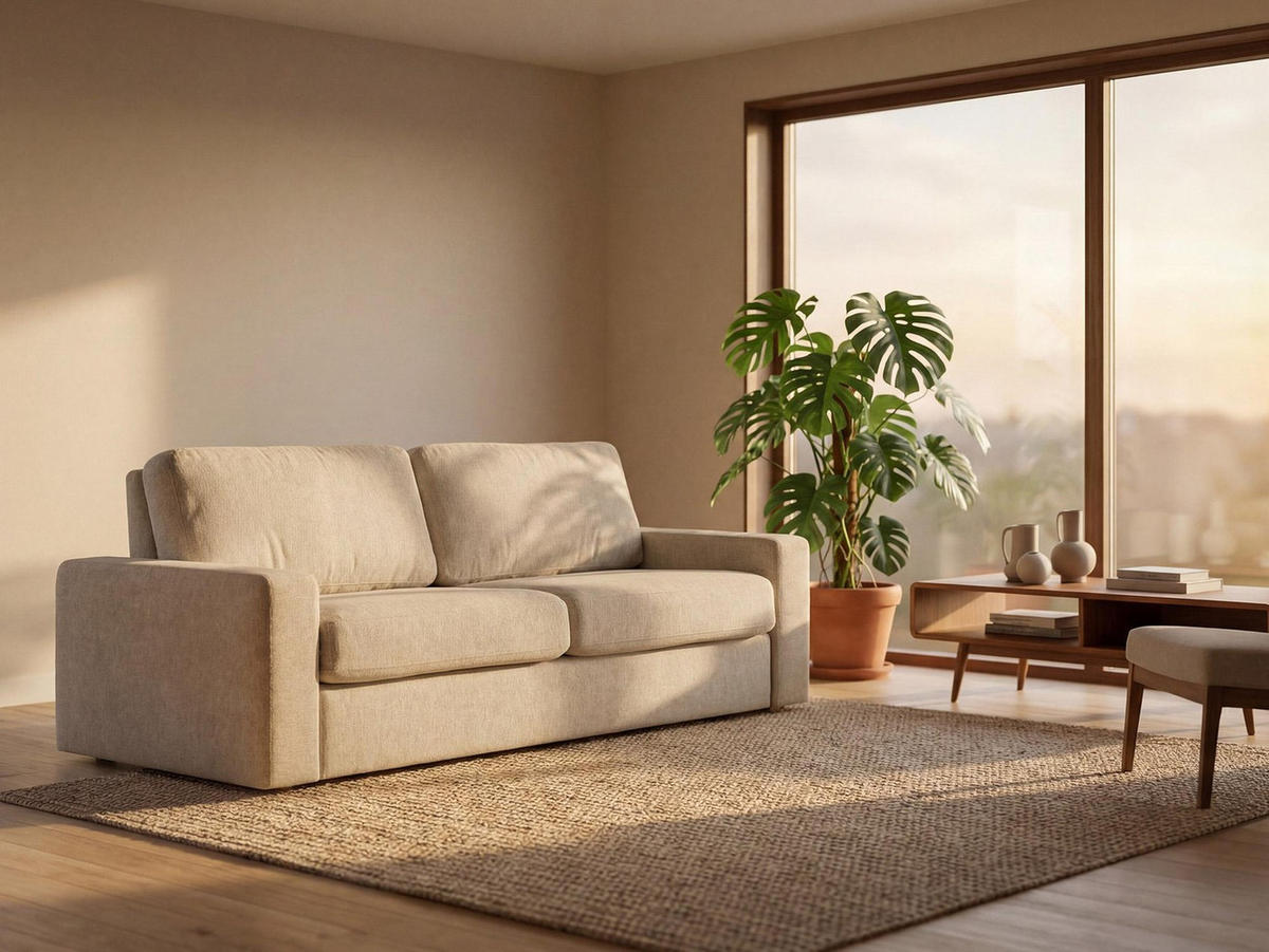 3-SITZER SOFA mit Schlaffunktion Cord Stoff Gelb - Currygelb/Gelb, Kunststoff/Textil (195/80/100cm) - LaMiaSofa