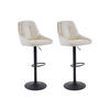 BARHOCKER 2er-Set höhenverstellbar - Strukturstoff & schwarzes Metall - Cremefarben - LARANZA - Creme, Textil (48.5/118/54cm) - Vente-Unique