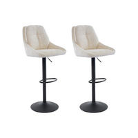BARHOCKER 2er-Set höhenverstellbar - Strukturstoff & schwarzes Metall - Cremefarben - LARANZA - Creme, Textil (48.5/118/54cm) - Vente-Unique