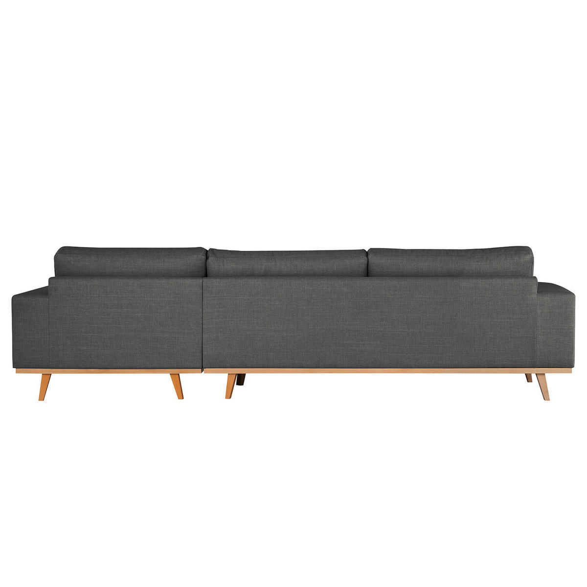 ECKSOFA mit Longchair - Dunkelgrau/Buchefarben, Buchenholz/Textil (281/153cm) - home24