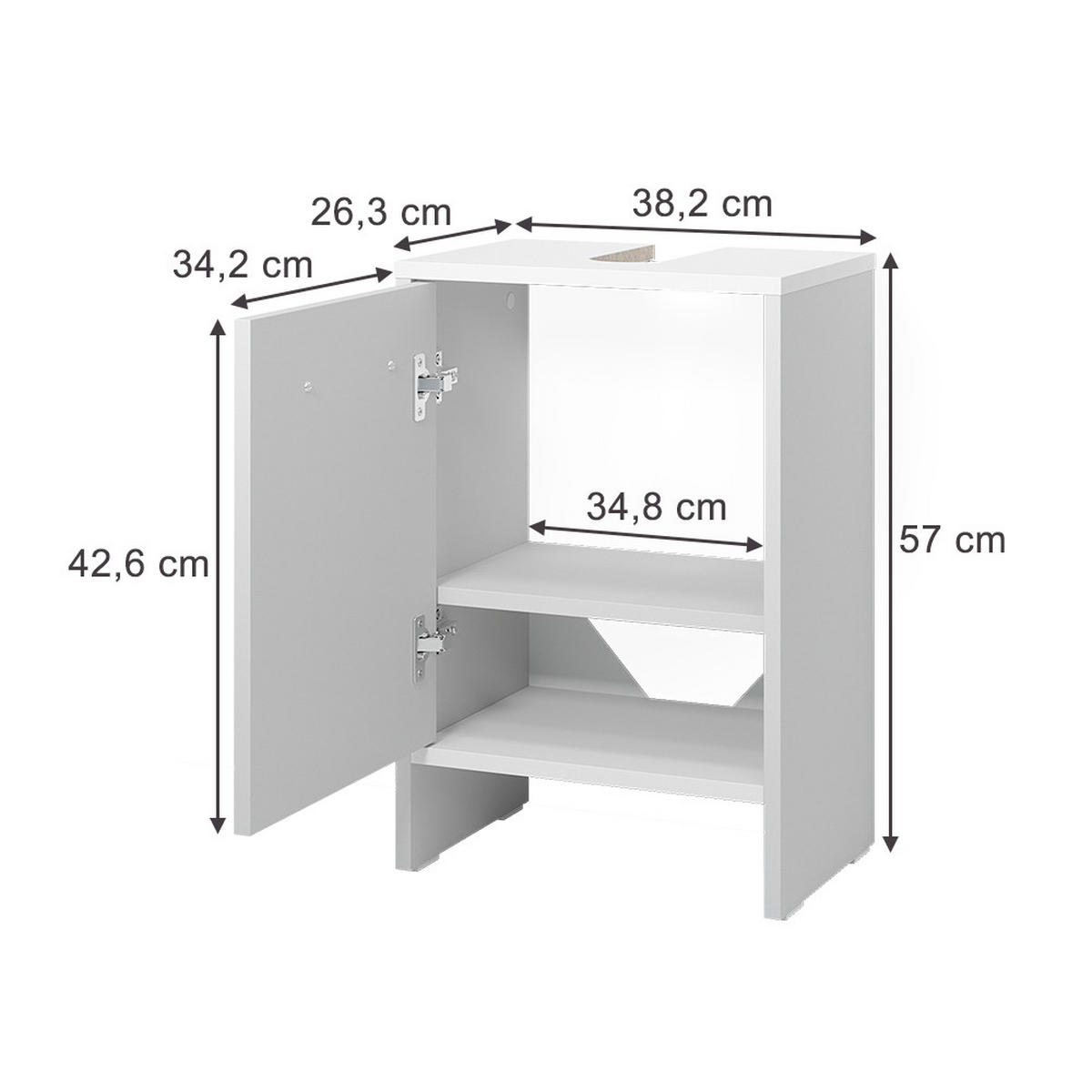 ZÁKLADNÍ SKŘÍŇKA POD UMYVADLO Karli Bílá - bílá, kompozitní dřevo (38.2/57/26.3cm) - Vicco