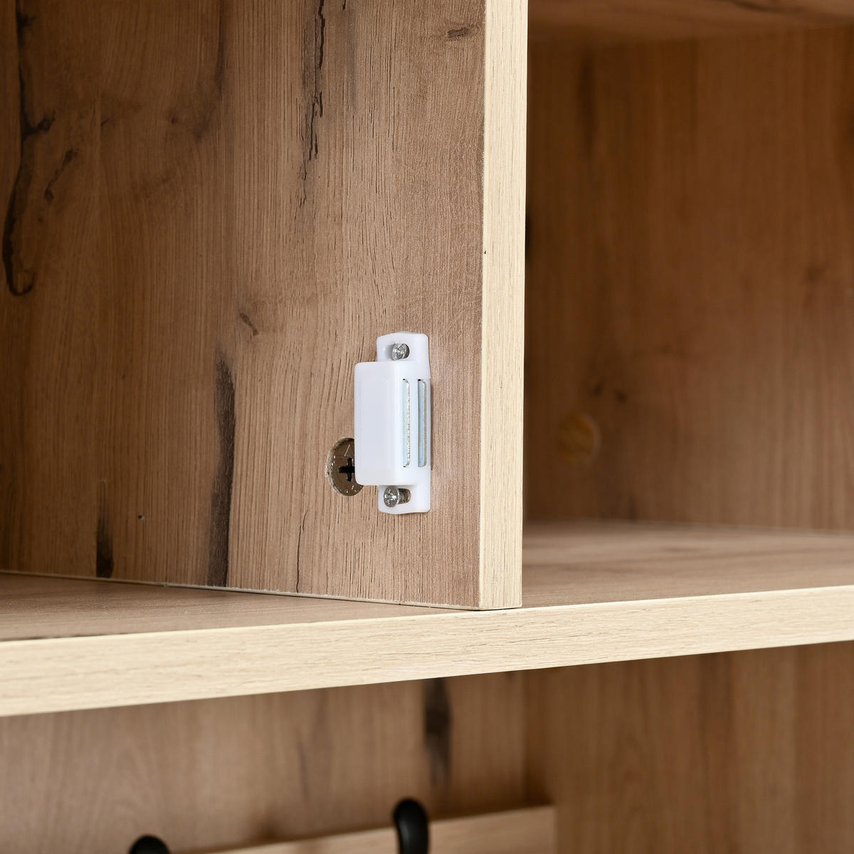 GARDEROBE in Naturfarben und Weiß Flurgarderobe mit Sitzbank und Haken für Flur, B80/T35/H185cm - Naturfarben/Weiß, Holzwerkstoff/Metall (80/185/35cm) - STILVORA