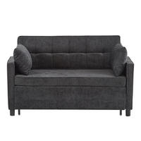SCHLAFSOFA aus Chenille 174x125 cm Antique Black mit Schlaffunktion, verstellbarer Rückenlehne und 2 Kissen - Schwarz, Kunststoff (142/85/79cm) - Modfu
