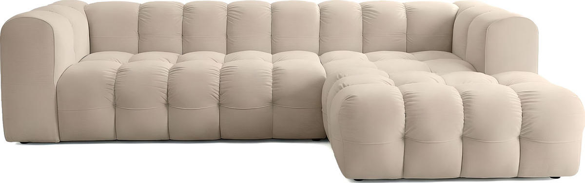 ECKSOFA Mochi L-Form 5-Sitzer Rechts, Samt, Dunkelgrün 290/75/193 cm - Dunkelgrün/Schwarz, Kunststoff/Textil (290/193cm) - WFL GROUP