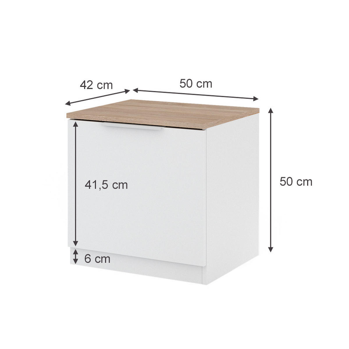 NACHTTISCH Betti Weiß 50 x 50 cm 2er Set - Weiß, Holzwerkstoff (50/50/42cm) - Vicco