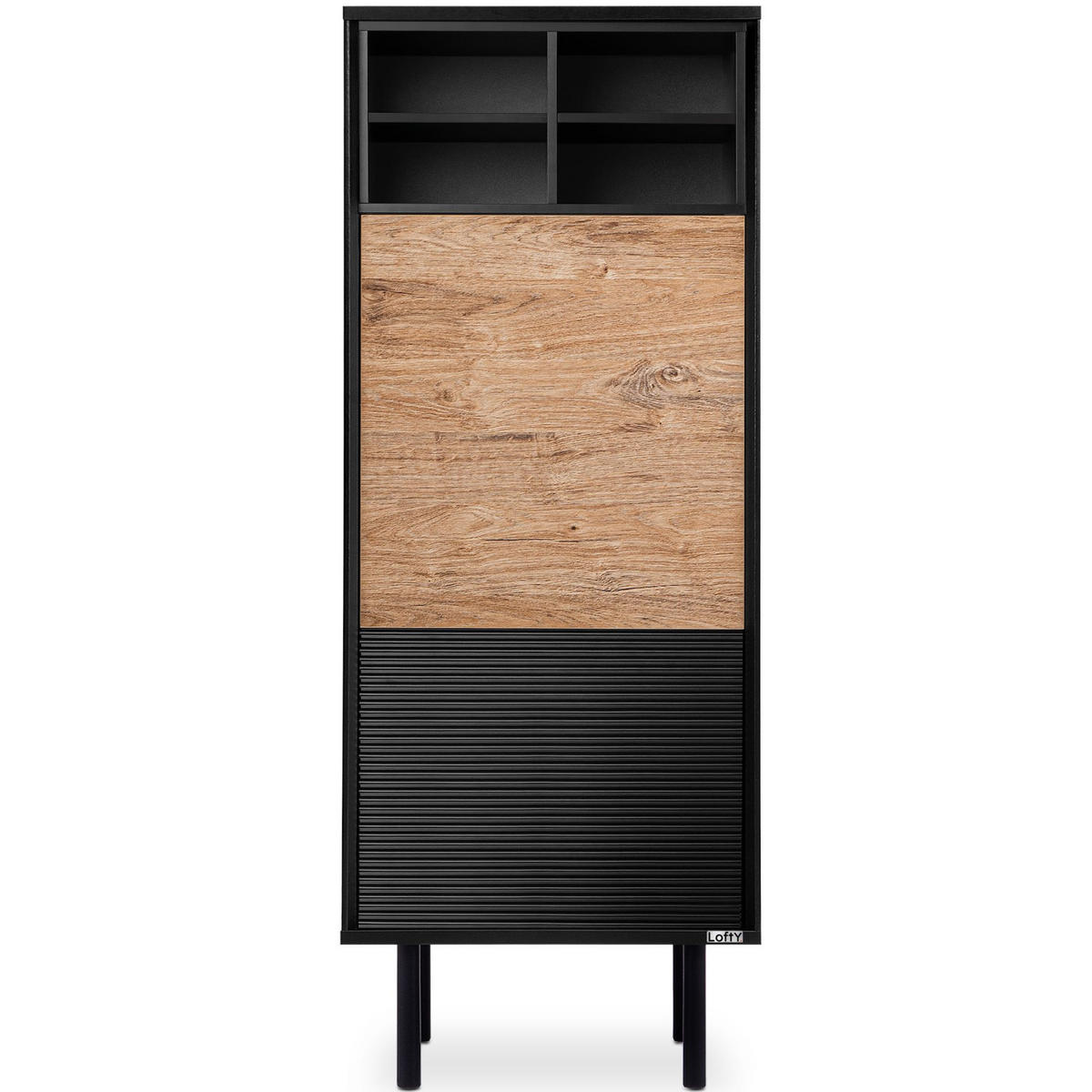 REGAL LOFTY Kreuzeinlage, schwarz / Eiche natur - Eichefarben/Schwarz, Holzwerkstoff (52/135/41cm) - KONSIMO®