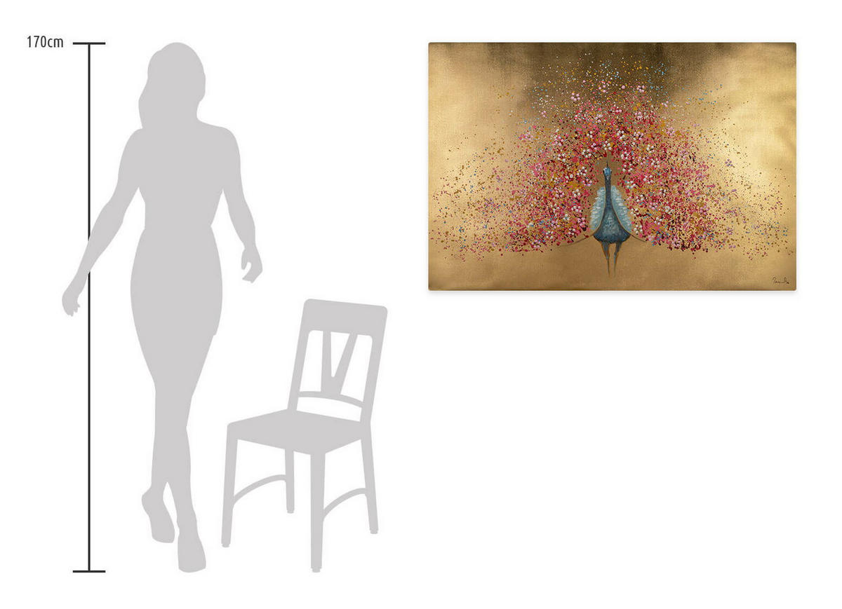 ÖLGEMÄLDE 120/80 cm - Pink/Goldfarben, Holz/Textil (1.92/80cm) - KUNSTLOFT