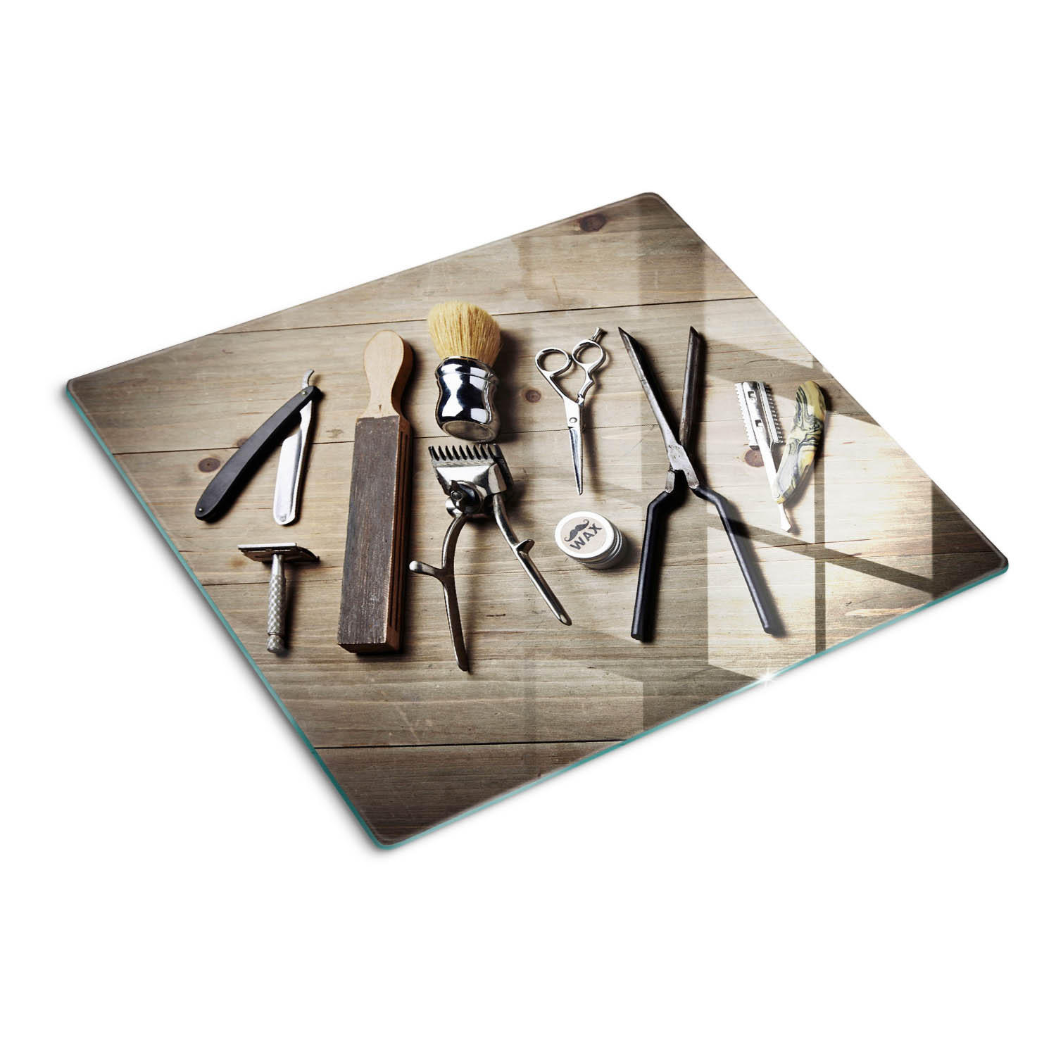 GLASPLATTE 60x52 cm Herrenfriseur - Braun, Glas (60/0.4/52cm) - TULUP