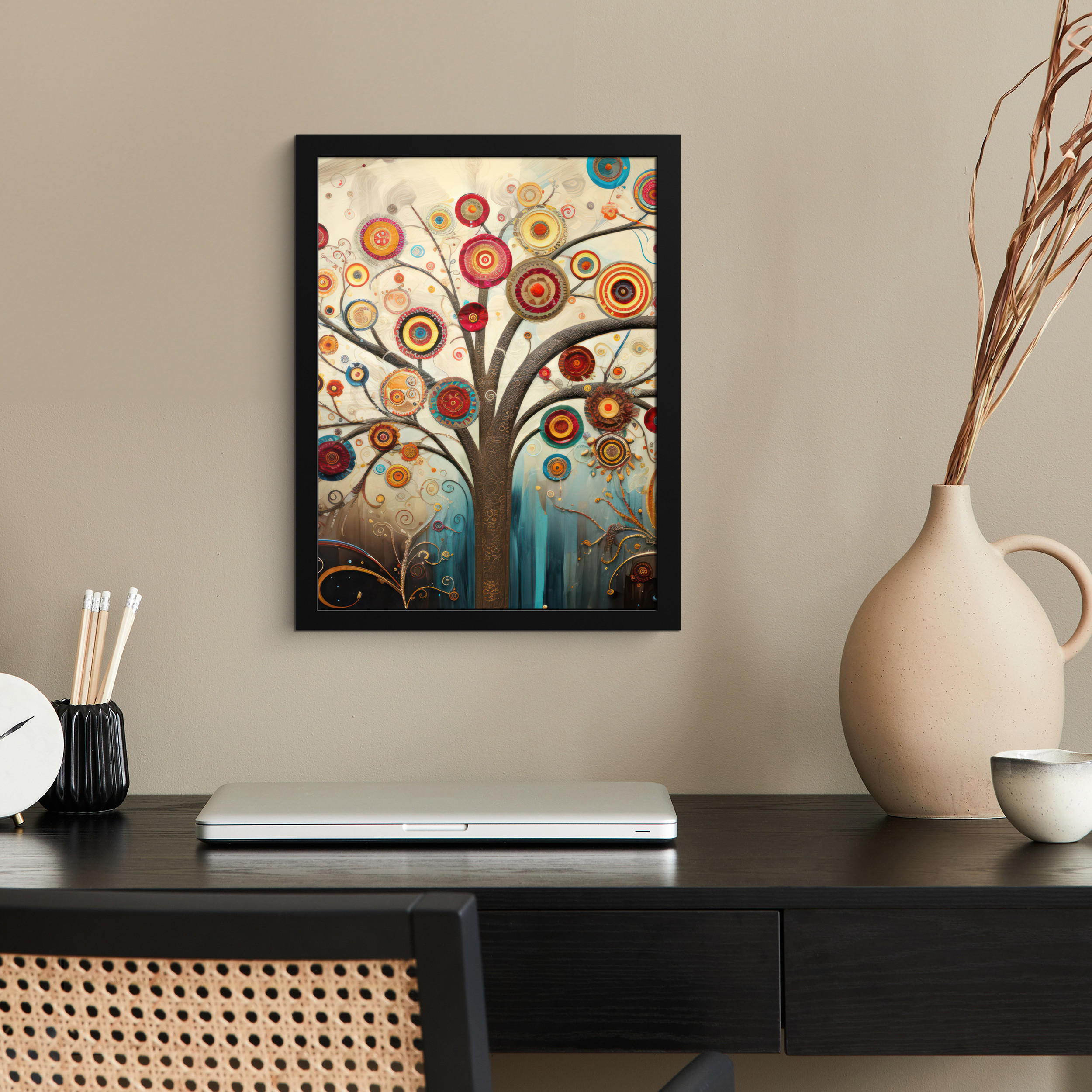 GERAHMTES BILD Baum - Baum des Lebens - Farbe 30x40 cm - Braun, Papier (30/40cm) - MuchoWow