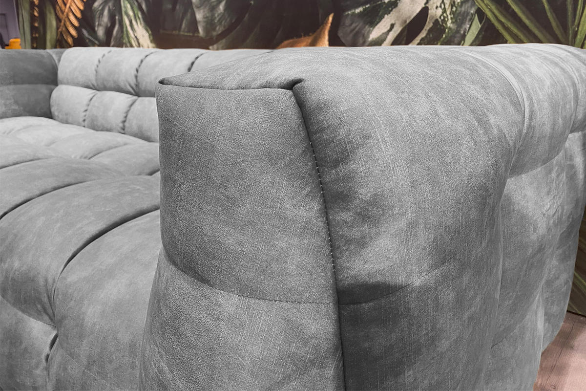 SOFA RIO Hellgrau Velvet - Hellgrau/Schwarz, Textil (207/68/105cm) - KAWOLA