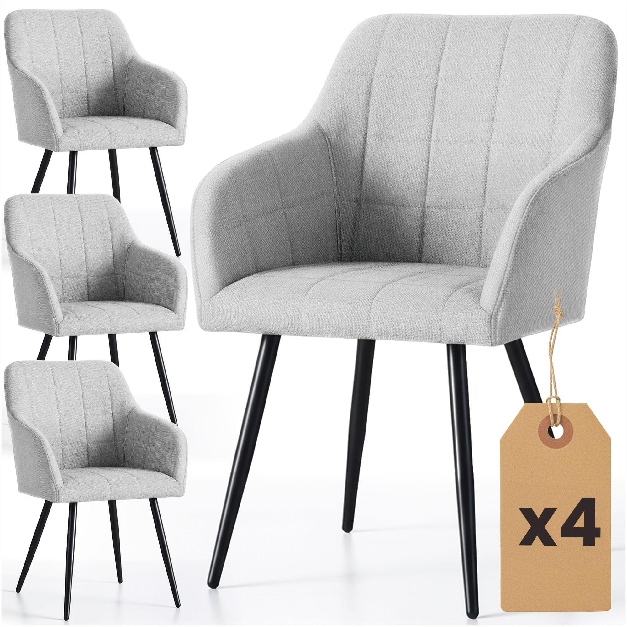 POLSTERSTUHL 4er Set, Metallbeine Hellgrau, Schwarz, X 54/82/58 - Hellgrau/Schwarz, Textil (54/82/58cm) - RAUMHIRSCH FURNITURE