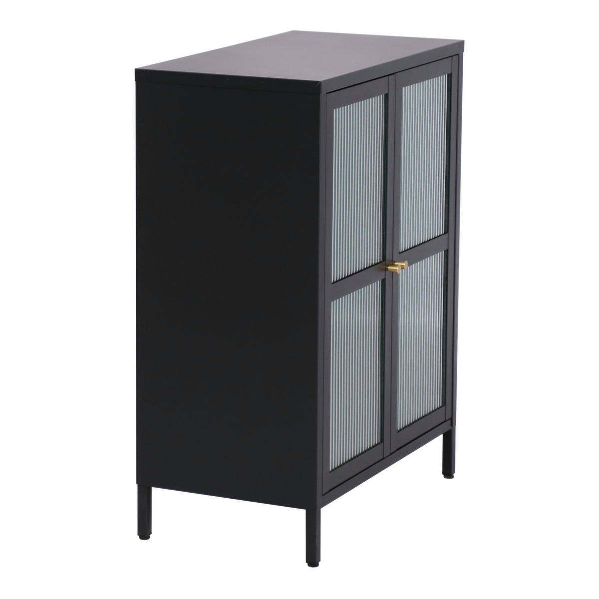 VITRINE Säkylä - Transparent/Schwarz, Glas/Metall (64/84/35cm) - [en.casa]