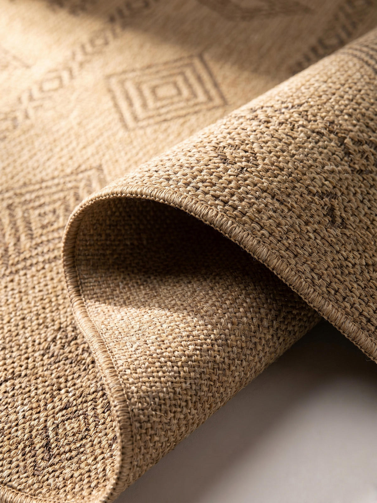TEPPICH Outdoor Vintage Wetterfest Waschbar Balkon Terrasse OEKO-TEX Schwarz 80x150 cm – KASBERG - Beige, Textil (150/80cm) - KADIMA DESIGN
