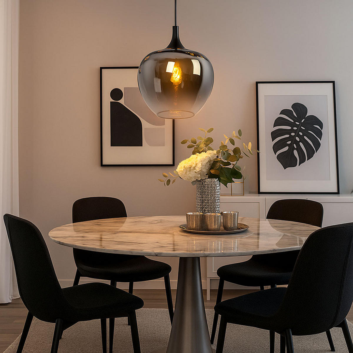 LED HÄNGELEUCHTE Metall Rauchglas Grau MAXY - Grau, Glas (29/29/120cm) - Globo Lighting