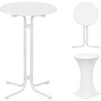 GARTENTISCH klappbar, mit Husse, Ø 70 cm, Weiß - Weiß, Holzwerkstoff/Metall (70/70/110cm) - Woltu