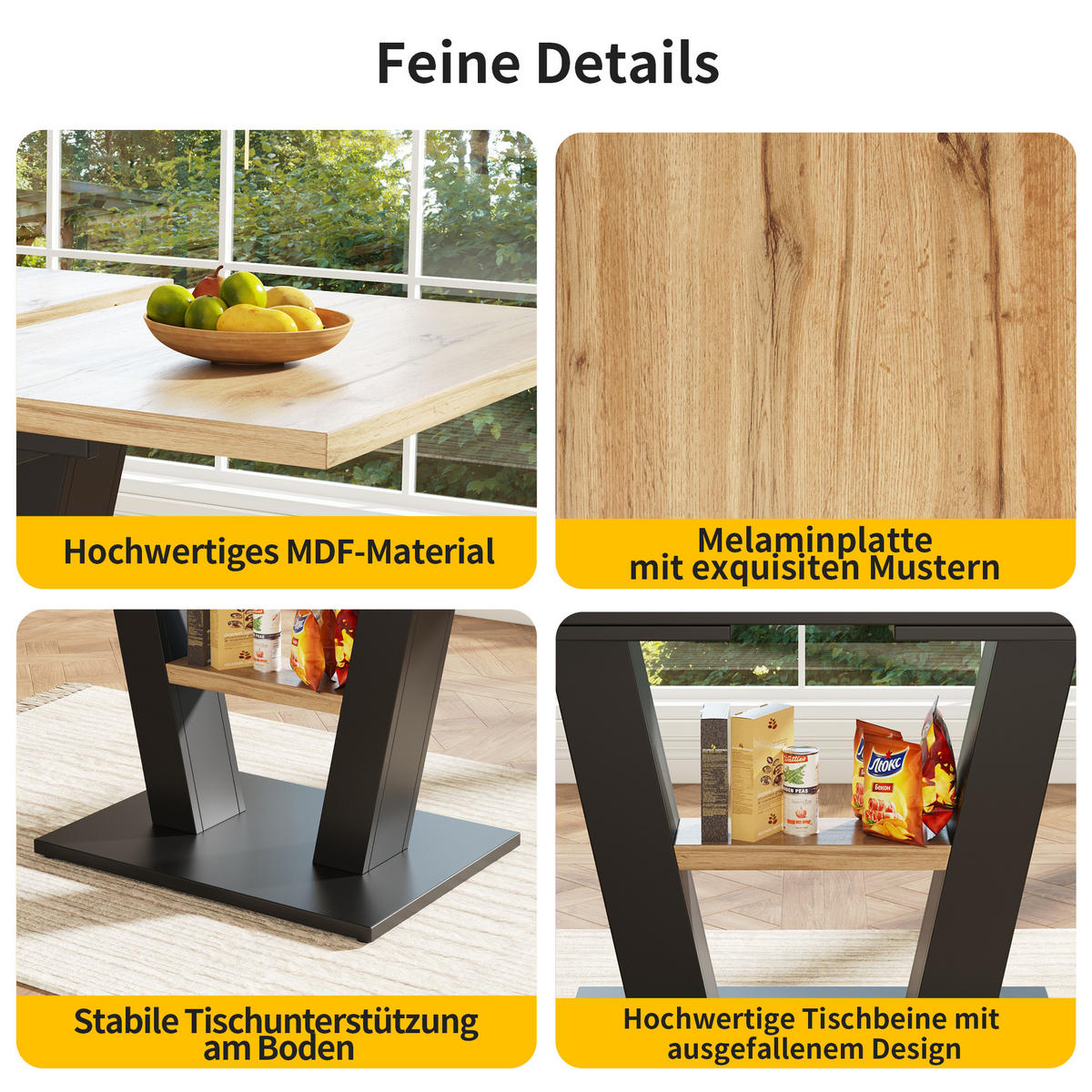 ESSTISCH Schwarzes und natürliches Holz 157/70/75 cm - Kirschbaumfarben/Schwarz, Holz/Metall (70/157/75cm) - Urban Meuble