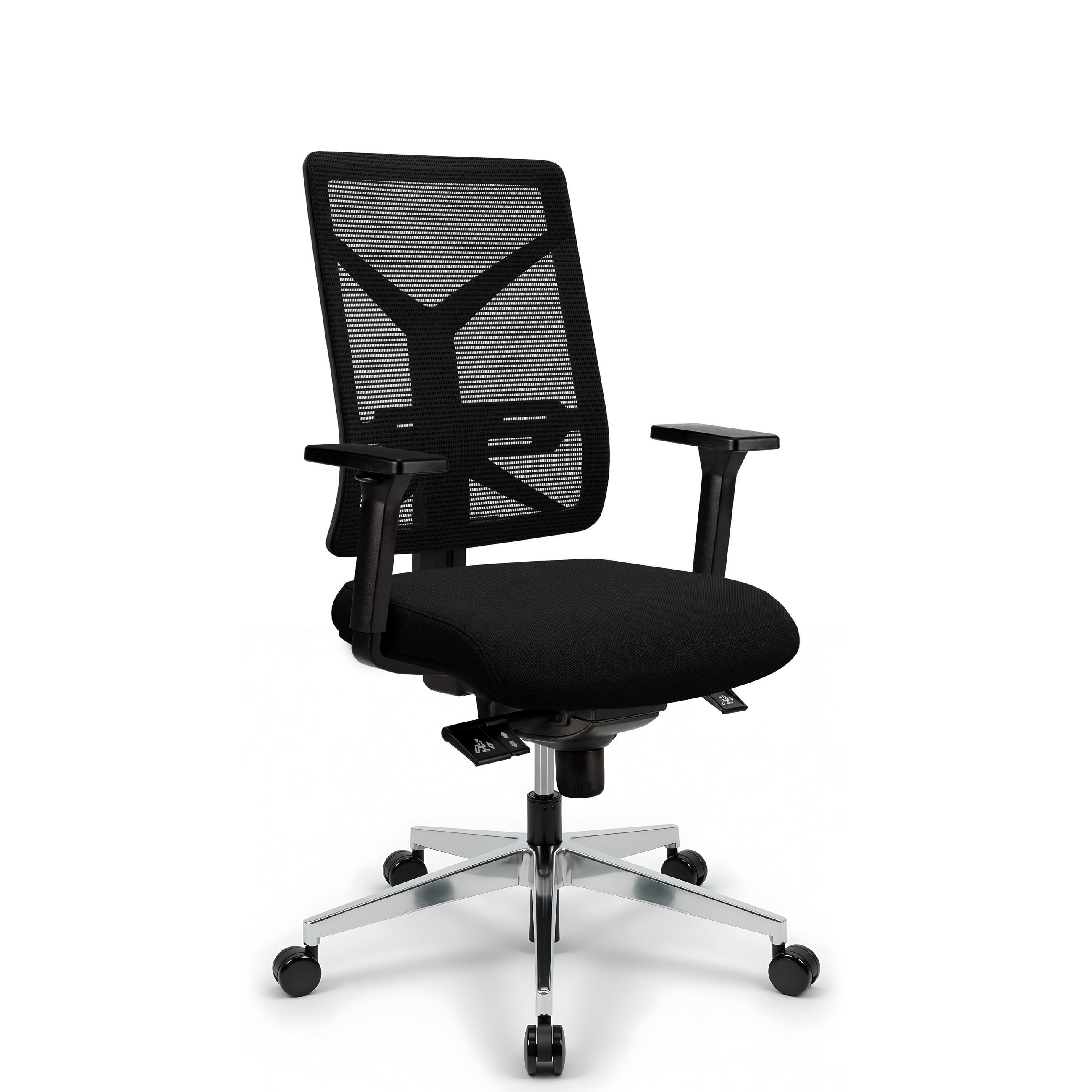 BÜROSTUHL V1801 Stoff/Mesh Schwarz - ergonomisch, 150 kg belastbar, Sitzhöhe 47-59cm - Schwarz, Kunststoff/Textil (65/105/65cm) - Versee