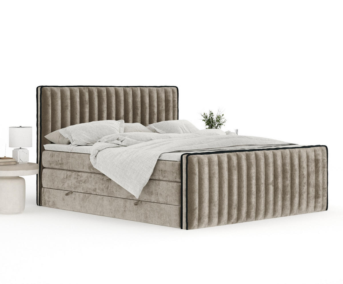 BOXSPRINGBETT Nocturne Beige 200/200 cm - Beige/Schwarz, Holz/Holzwerkstoff (200/200cm) - Maison de Reve