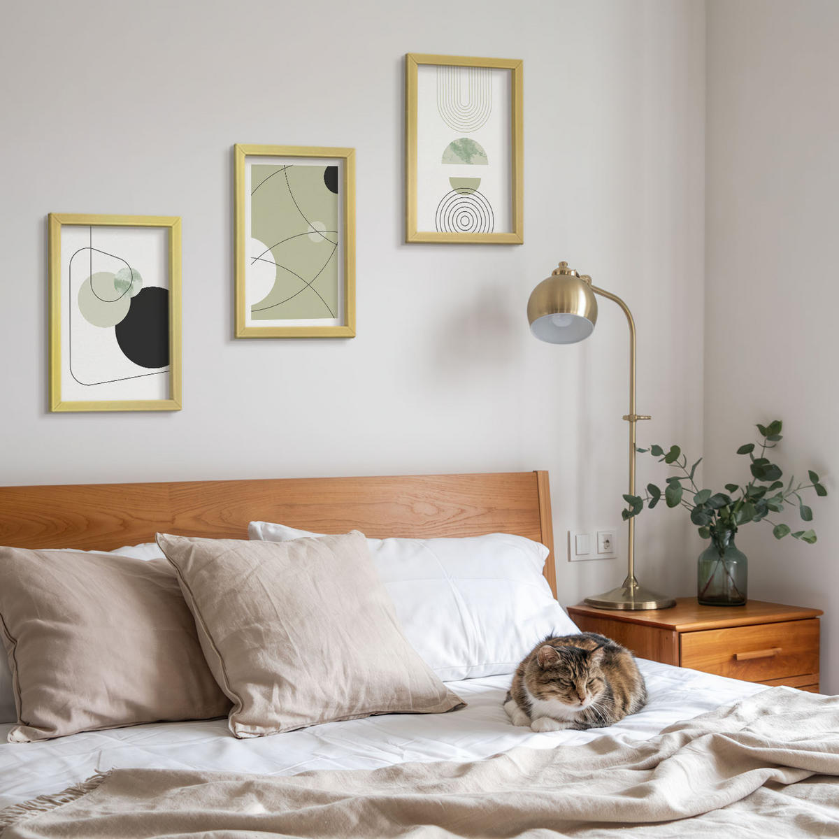 WANDBILDER 3er Set - 20x30 cm Goldrahmen - Abstrakte Formen und Farben - Goldfarben, Kunststoff (20/30cm) - ArtPrintCave
