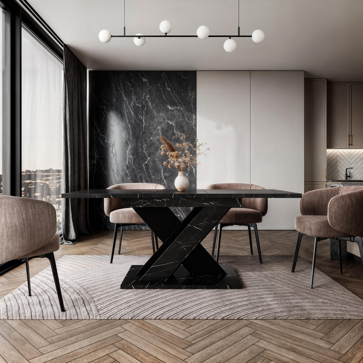 ESSTISCH MERKAS Ausziehbar 120 - 160 / 80 x 76 cm - Hellgrau/Schwarz, Holz (120/80/76cm) - MASSENO