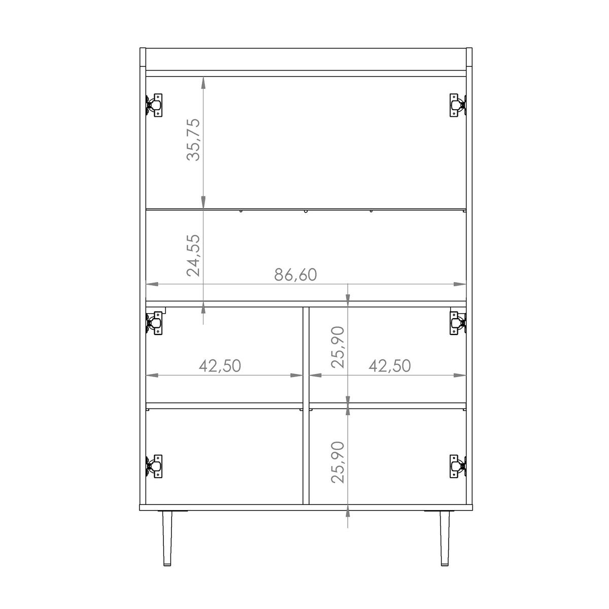 VITRINE Vasilia mit 2 Türen 90 cm, Brandy Castello - Eichefarben, Holzwerkstoff (90/160/40cm) - Beautysofa