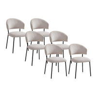 STUHL 6er-Set - Cord & schwarzes Metall - Beige - ALAYIS - Beige, Textil (60/83/53cm) - Vente-Unique