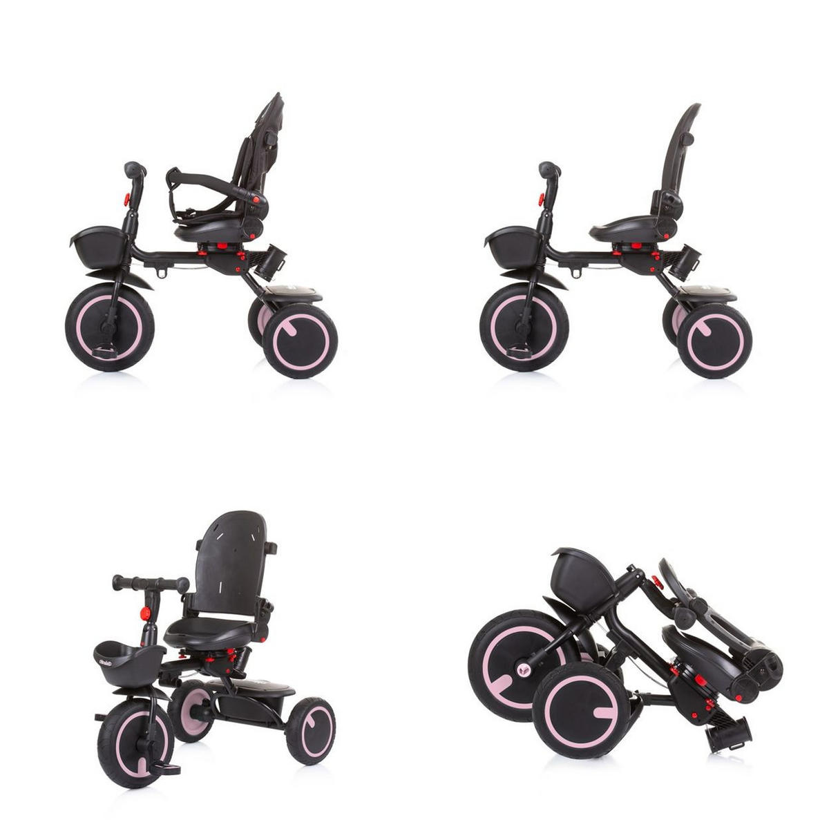 DREIRAD Quick Fold 2 in 1 rosa faltbar, Sitz umkehrbar, PU-Räder, bis 25 kg - Rosa, Metall (102/51/98cm) - Chipolino