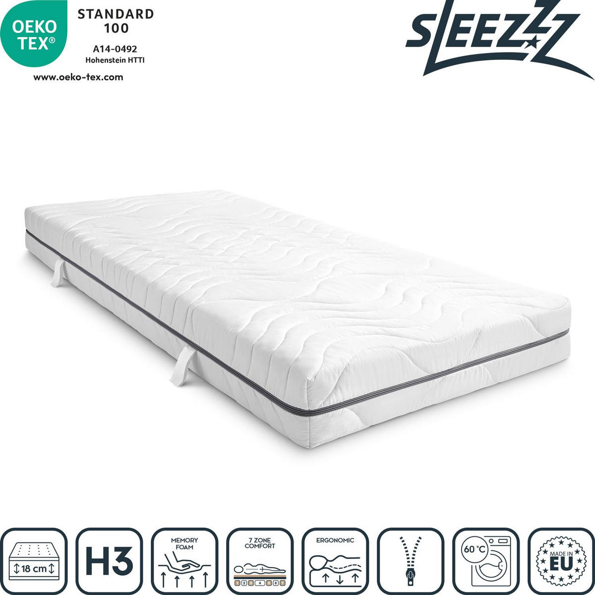VISCOMATRATZE Smart 90x190 cm - Weiß, Textil (90/190cm) - Sleezzz