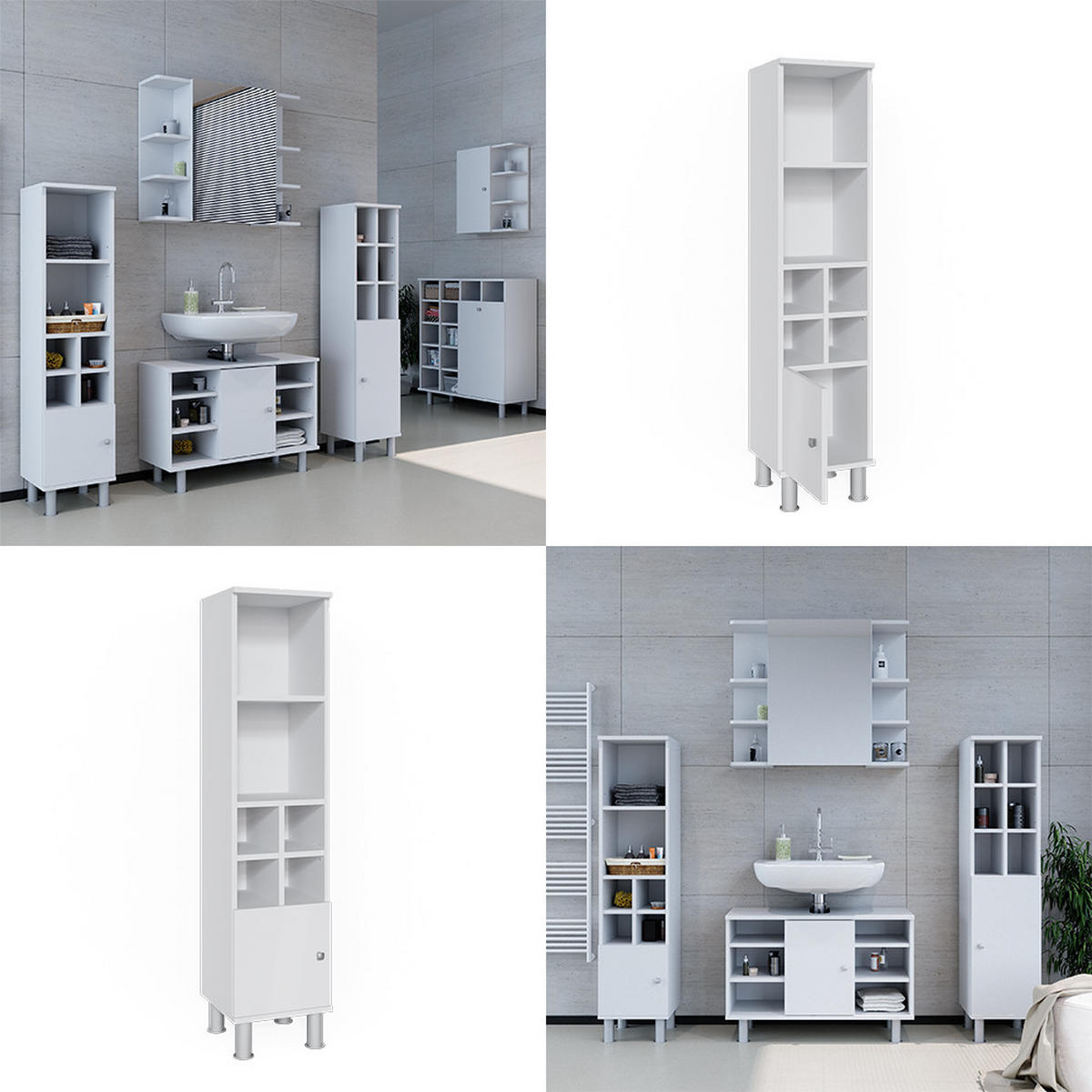 MIDISCHRANK Fynn Weiß 30 x 130.6 cm kleine Tür - Weiß, Holzwerkstoff (30/130.6/30cm) - Vicco