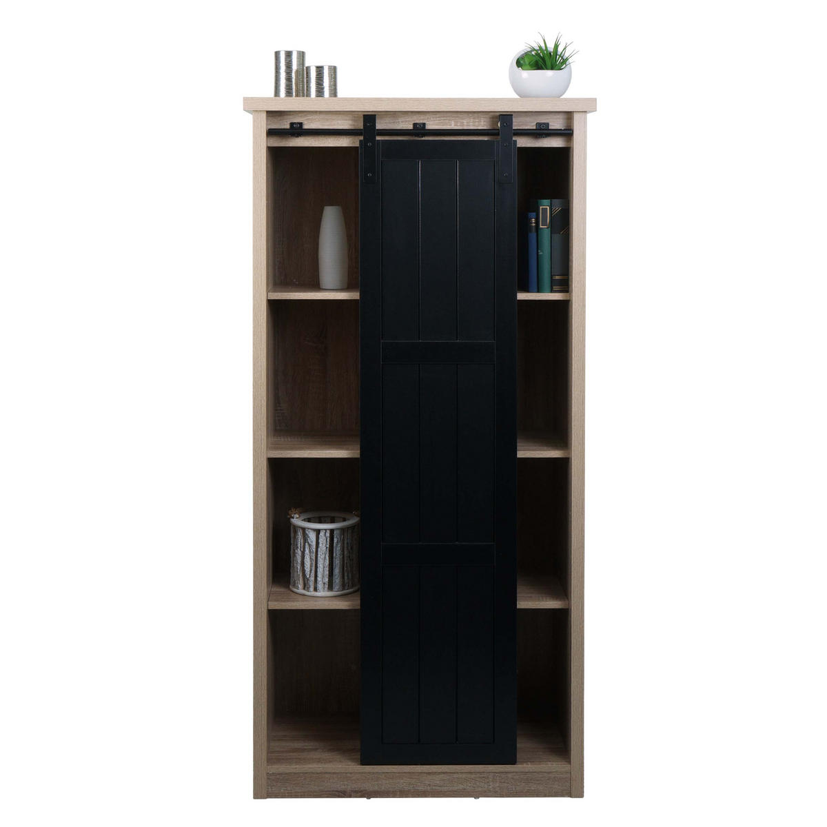 SCHRANK Buche Dekor, Schwarz - Buchefarben/Schwarz, Holz (76/163/38cm) - MCW