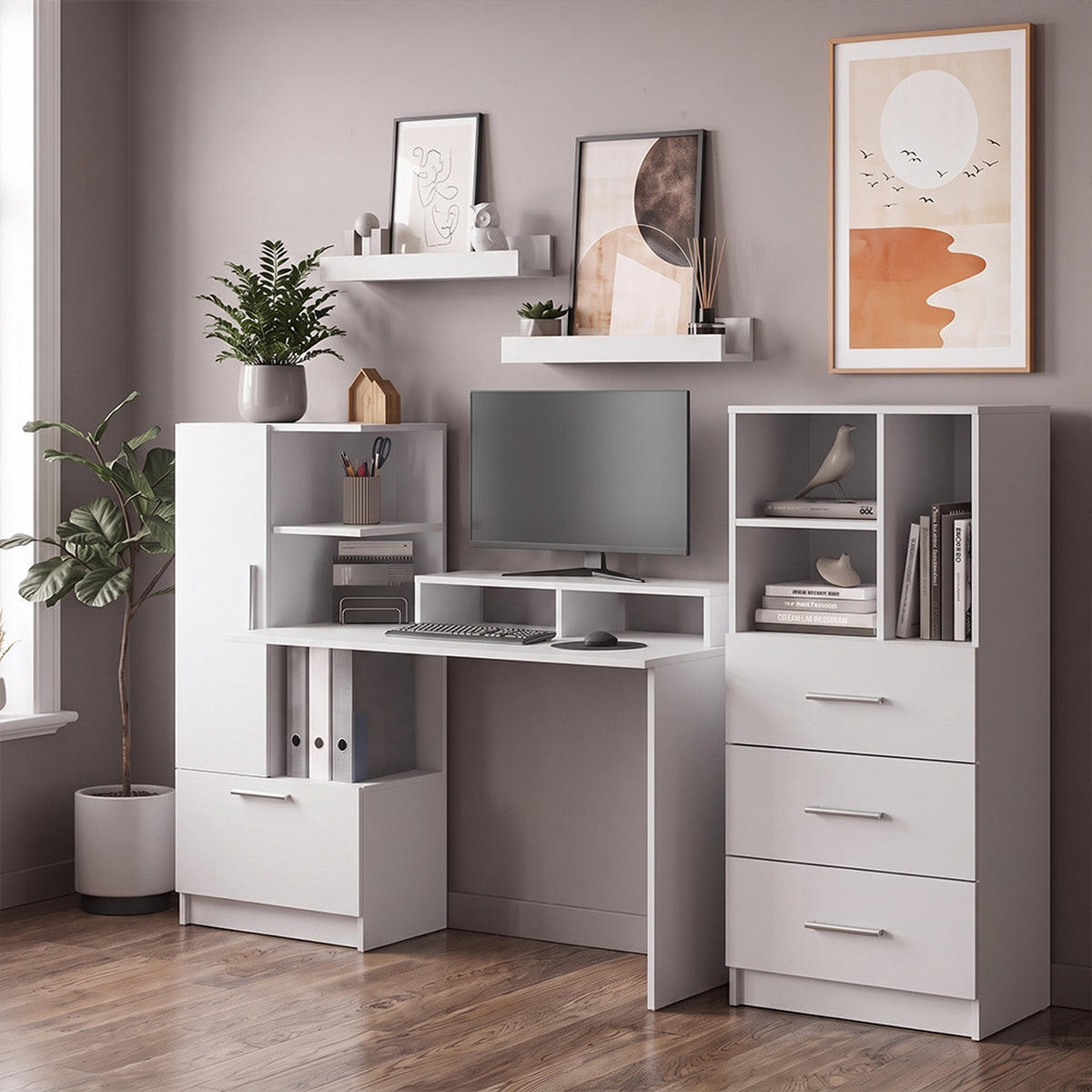 UNIVERSALSCHRANK Tomy, Weiß, 60 x 120 cm mit 3 Schubladen - Weiß, Holzwerkstoff (60/120/31.6cm) - Vicco