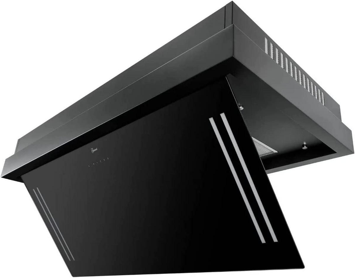 DUNSTABZUGSHAUBE GCH C 343 120 BL + Umluftset, 120 cm Schwarz Glas - Schwarz, Glas/Metall (120/17/60cm) - Gurari