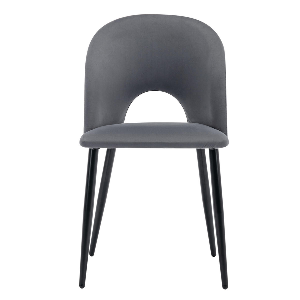 POLSTERSTUHL mit Rückenlehne ca. 47 x 44 x 84 cm Samt Grau - Grau, Metall (44/84/47.1cm) - Meubliv