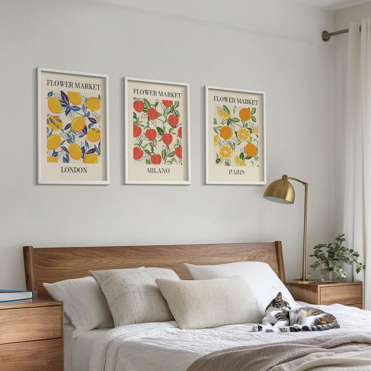 WANDBILDER 3er-Set - 40x60 cm Weißer Rahmen - Blumenplakate in Städten - Weiß, Kunststoff (40/60cm) - ArtPrintCave