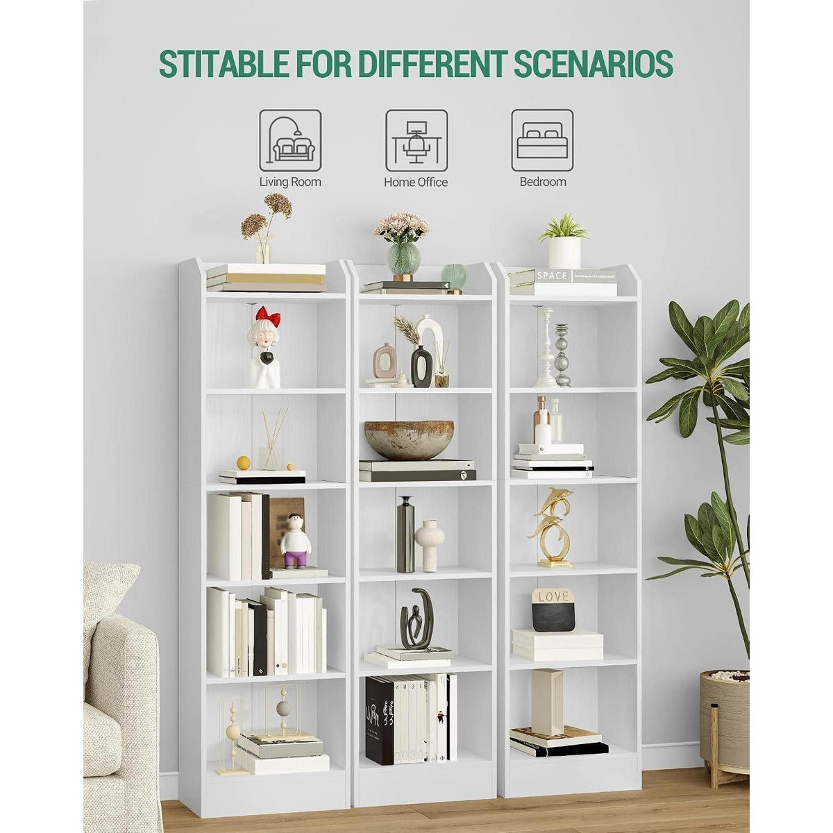 BÜCHERREGAL Standregal Weiß 24 x 48 x 169,5 cm - Weiß, Holzwerkstoff (48/169.5/24cm)