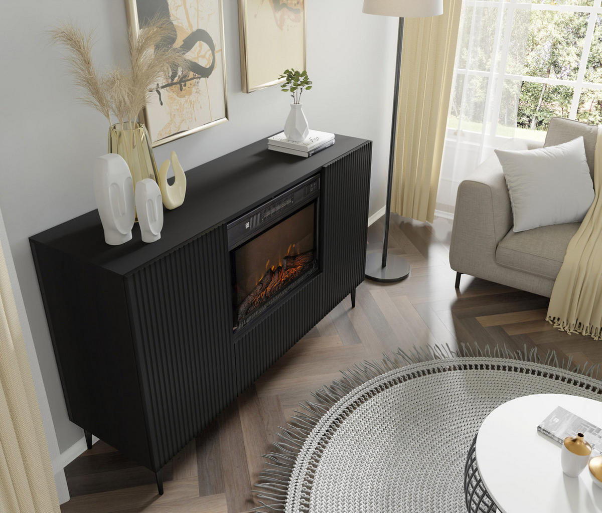 KOMMODE Schwarz 139,5/85,5/40 - Schwarz, Holzwerkstoff (140/85/40cm) - RAUMHIRSCH FURNITURE