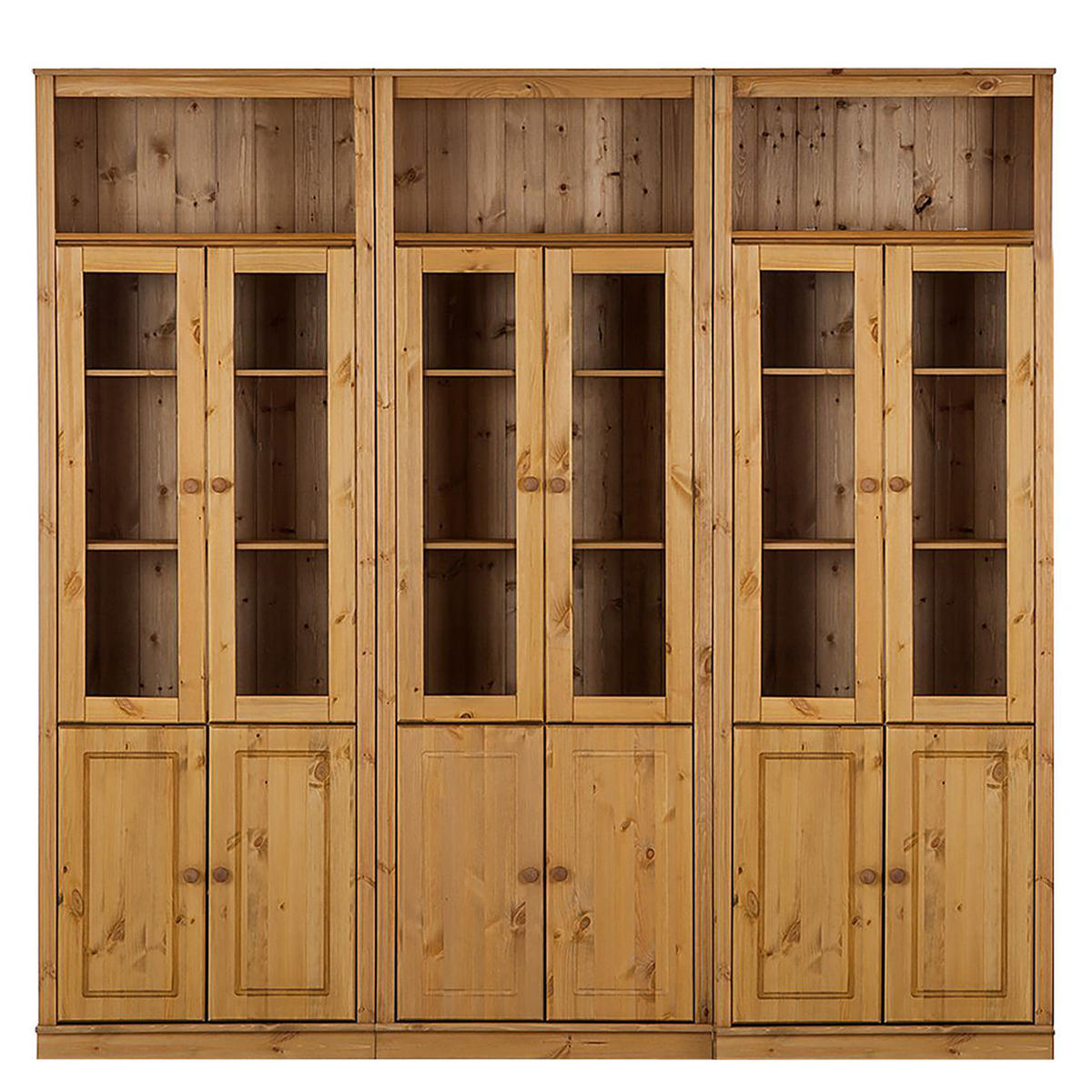 BÜCHERWAND - Kiefer massiv, Typ E - Kieferfarben, Holz (222/223/37cm) - home24