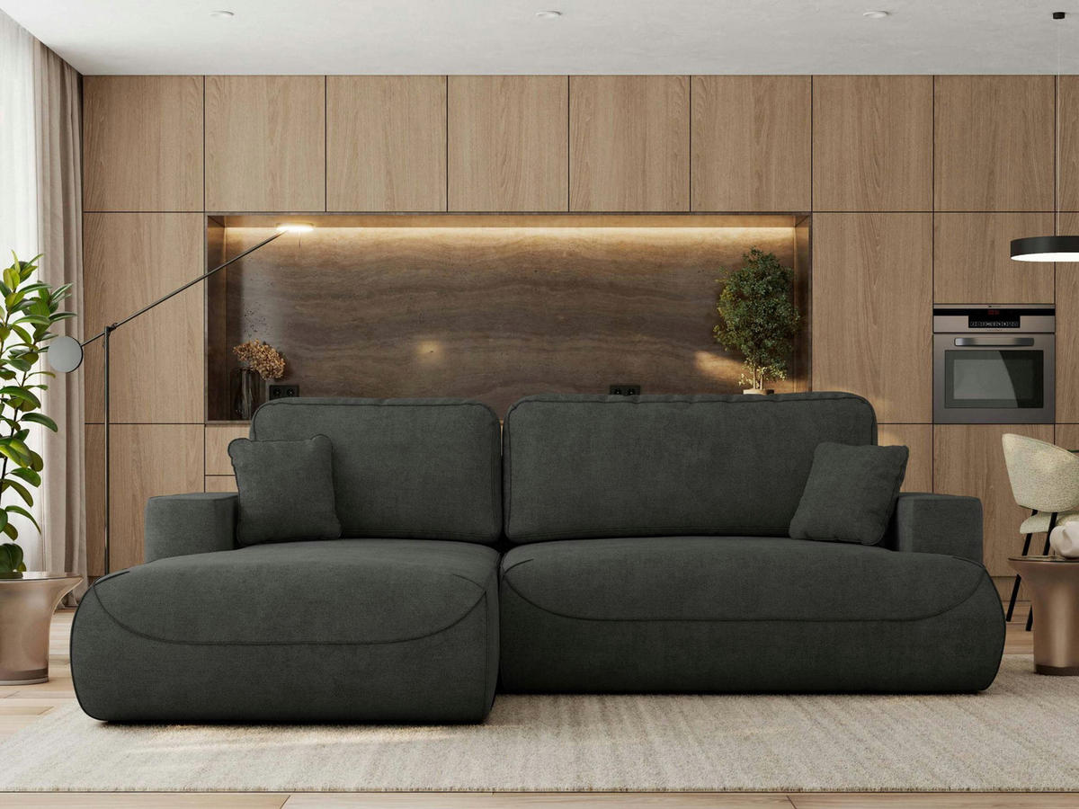 ECKSOFA OVO L Dunkelgrau Struktur - Links Seite - Dunkelgrau/Schwarz, Kunststoff/Textil (271/195cm) - MKS