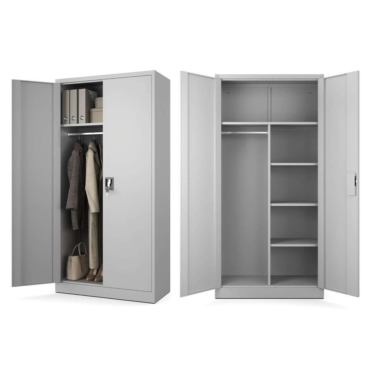 AKTENSCHRANK Sozialraumschrank aus Stahl Metallschrank für Büro Stahlschrank für Dokumente Akten Hellgrau 90x45x185cm - Hellgrau, Metall (90/185/45cm) - Muralo