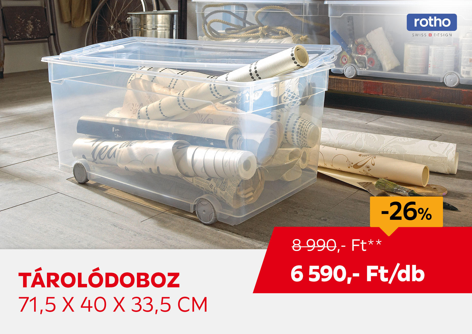 Tárolódoboz, 71,5 x 40 x 33,5 cm Kiemelt termék 8990 Ft.- helyett 6590 Ft.-